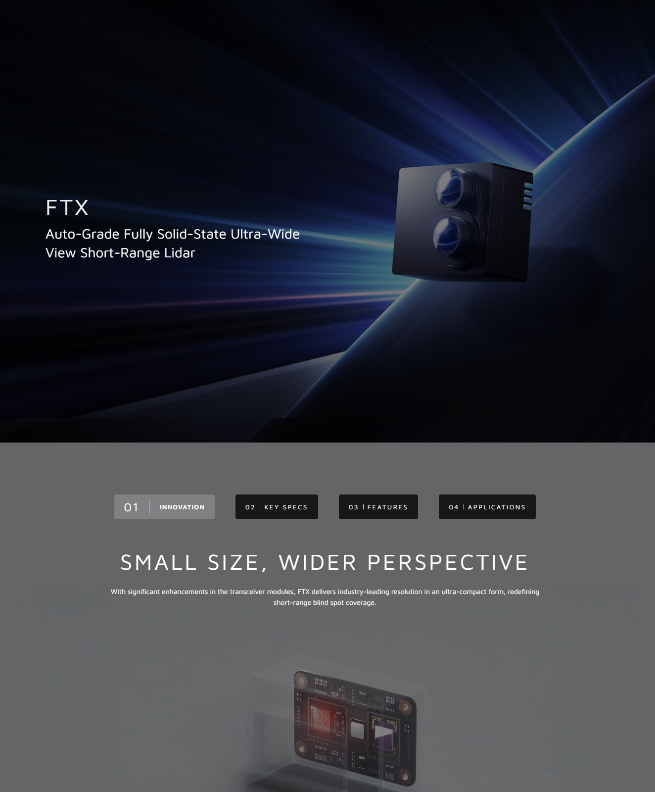 Hesai FTX product overview, key specifications and applications, section 1 of 4