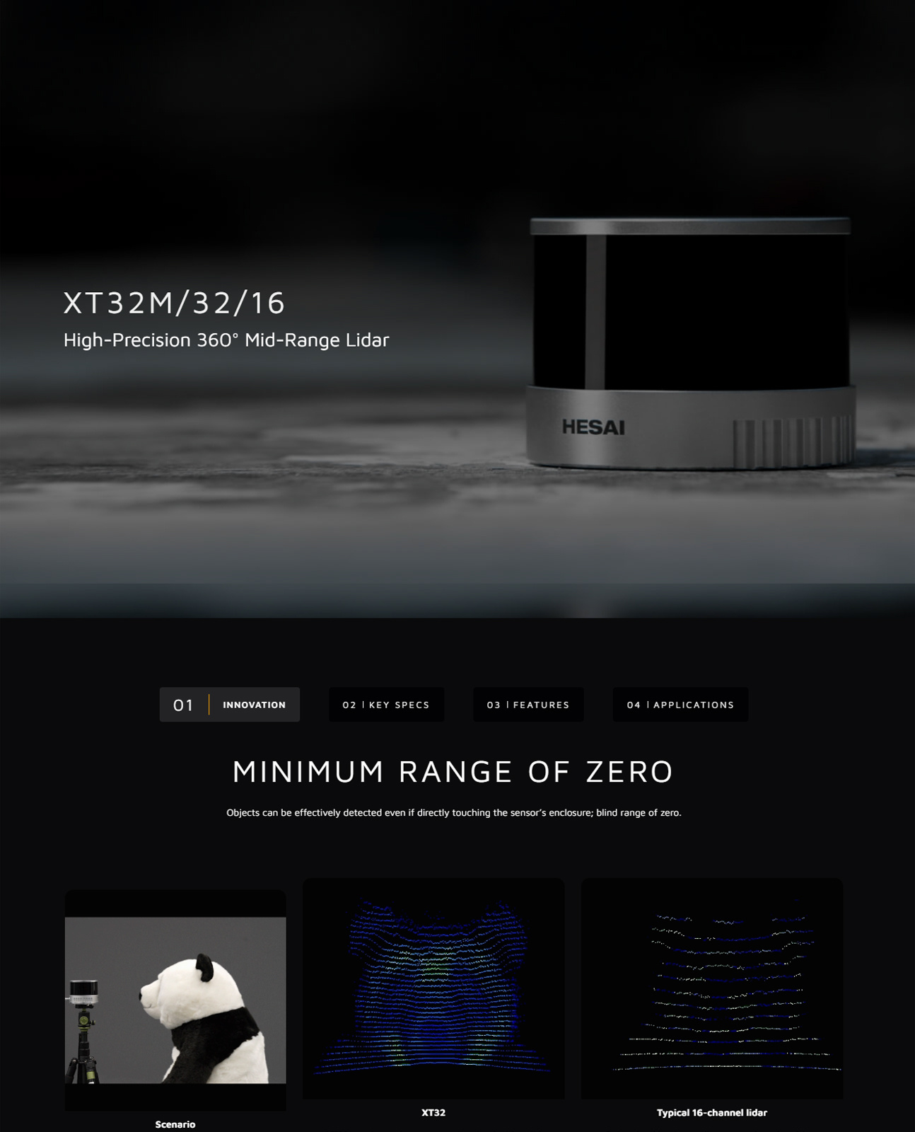 Hesai XT32M/32/16 product overview, key specifications and applications, section 1 of 3